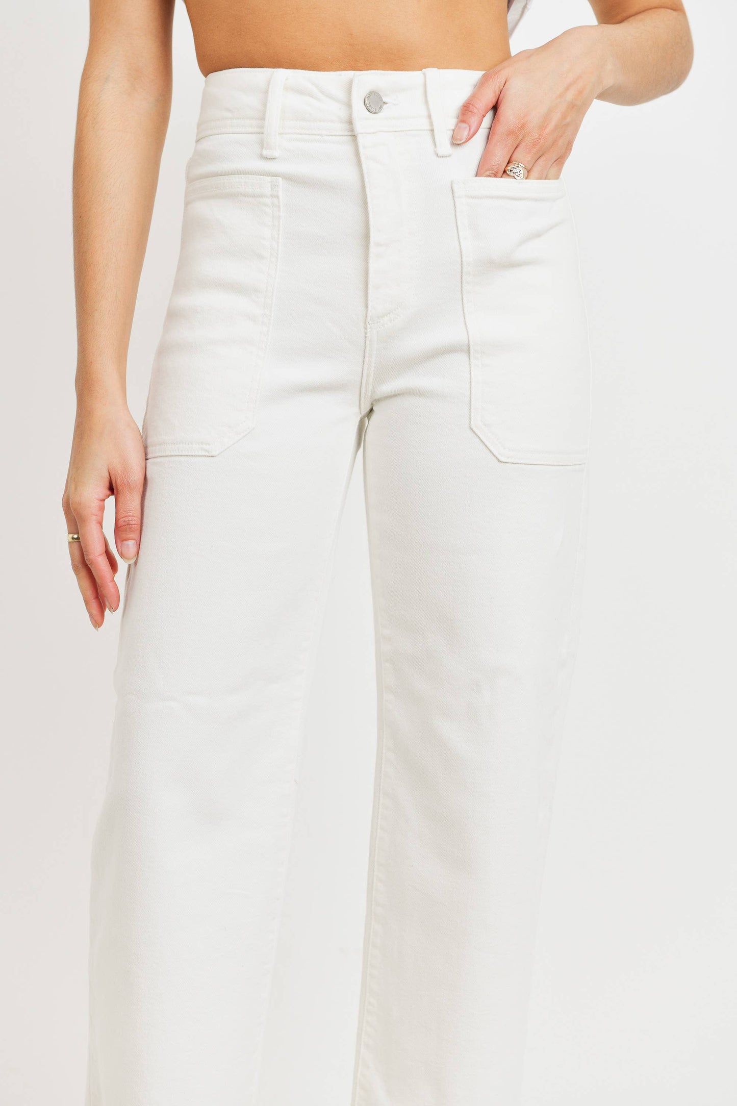 Just Black Denim - High Rise Utility Wide Leg Off White BP353J