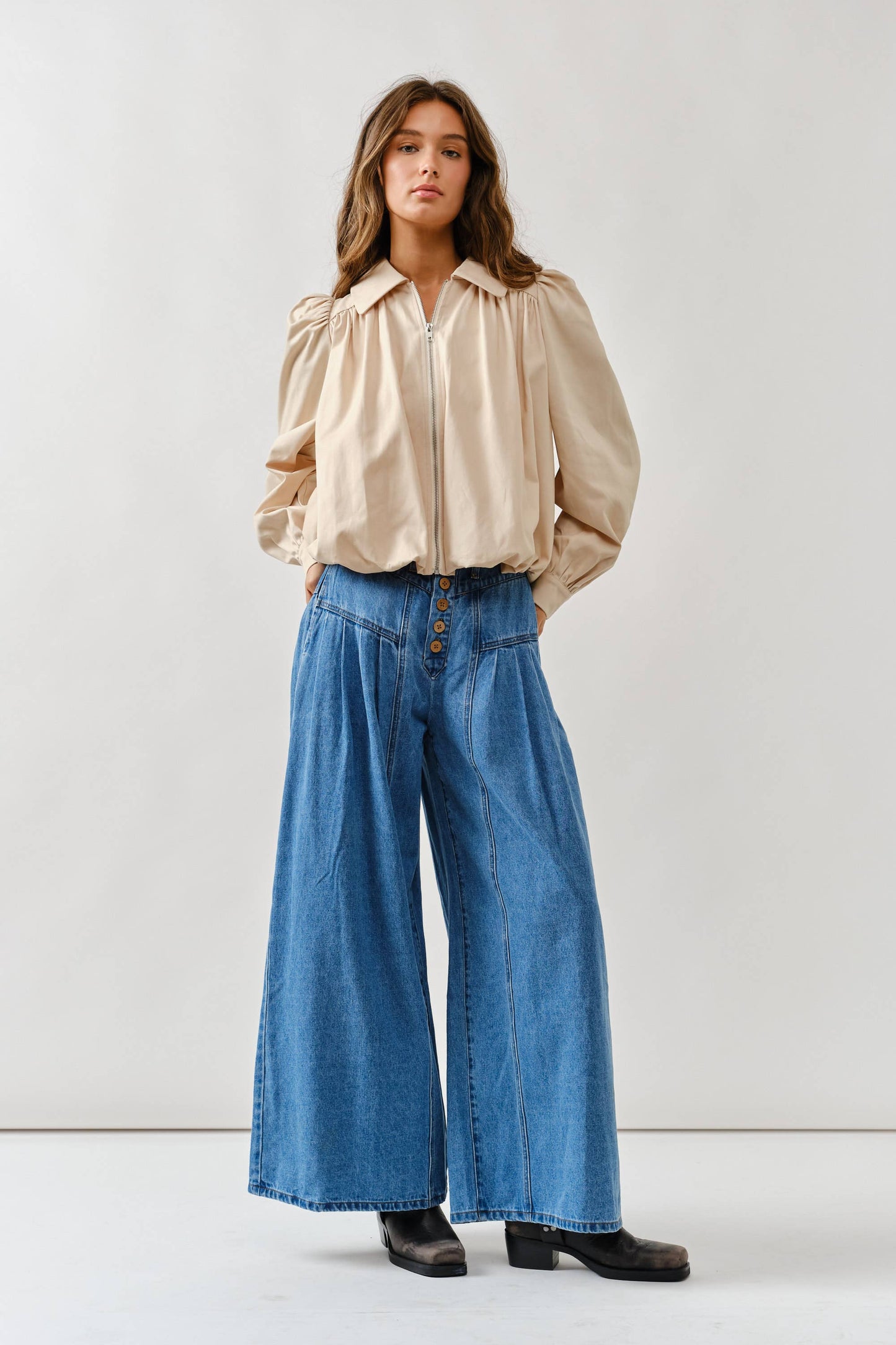 Anna Button Down Flare Jeans