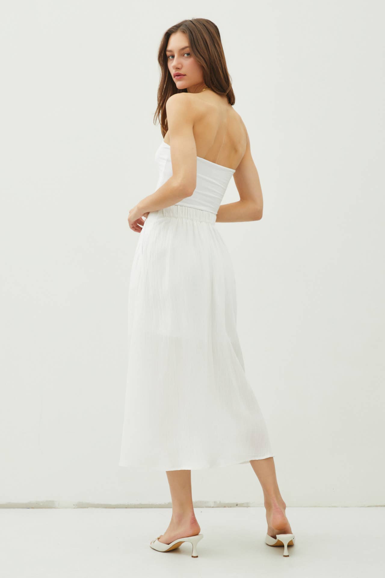 Cameron - Crinkle Pull-on Midi Skirt