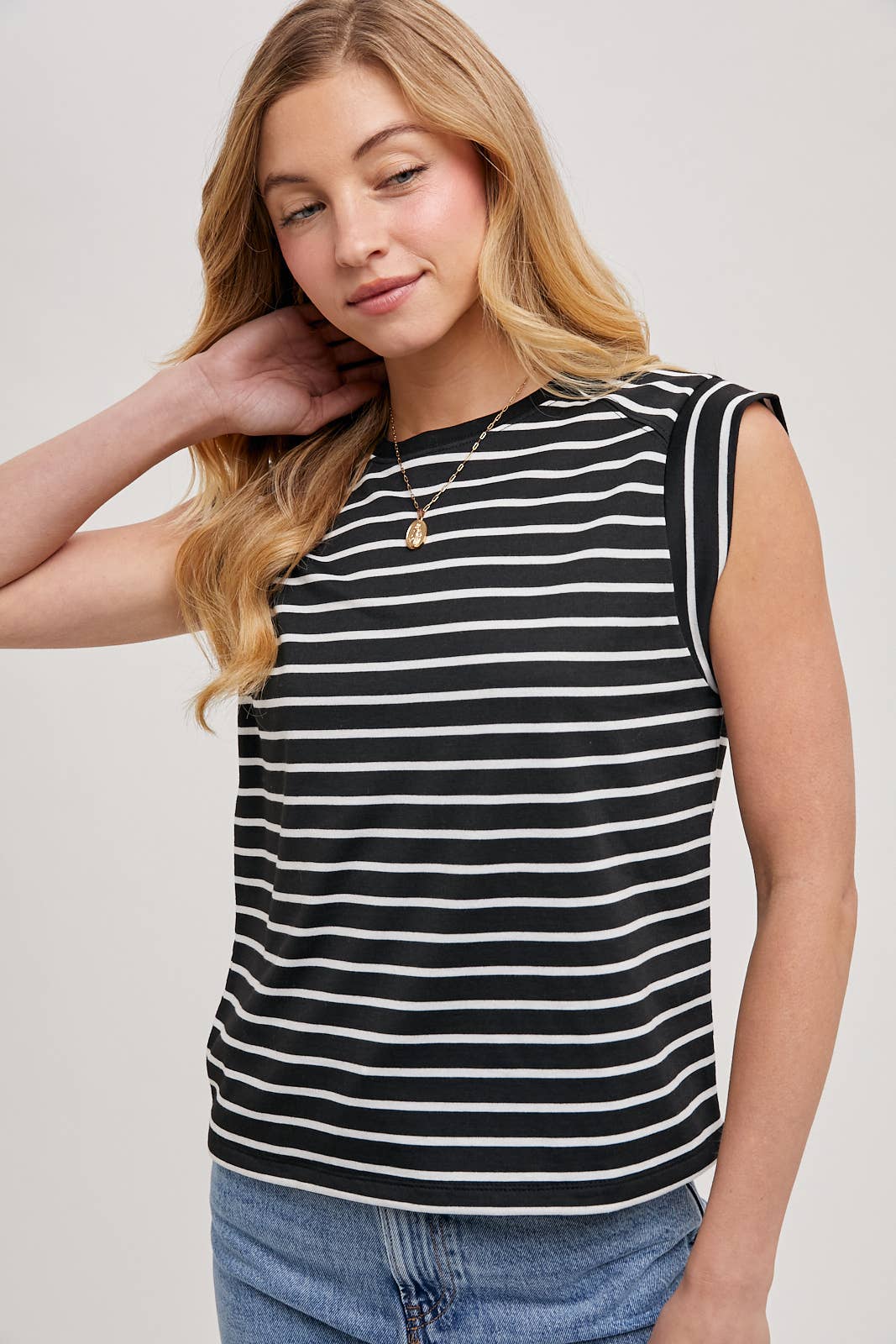 Lisa- Striped Muscle Tee