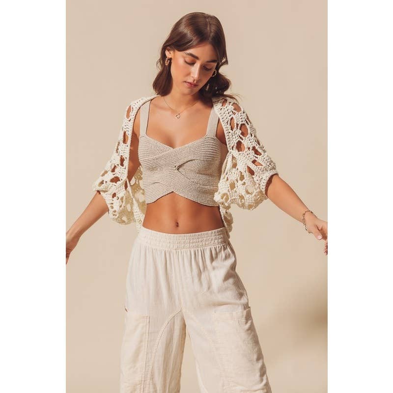 Olivia - Open Net Crochet Summer Crop Shrug Cardigan