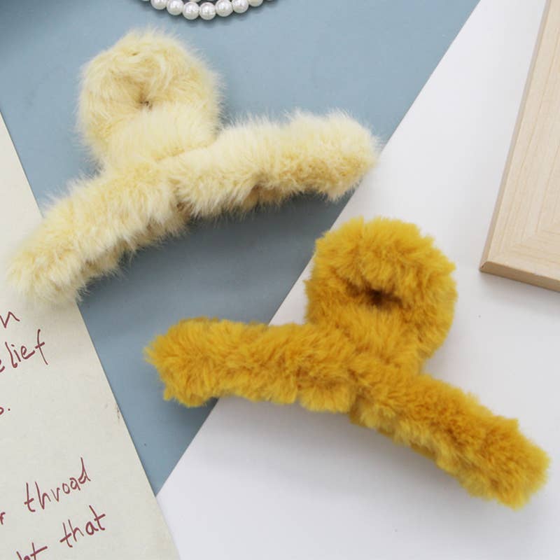 Multicolor Faux Fur Twist Claw Hair Clip