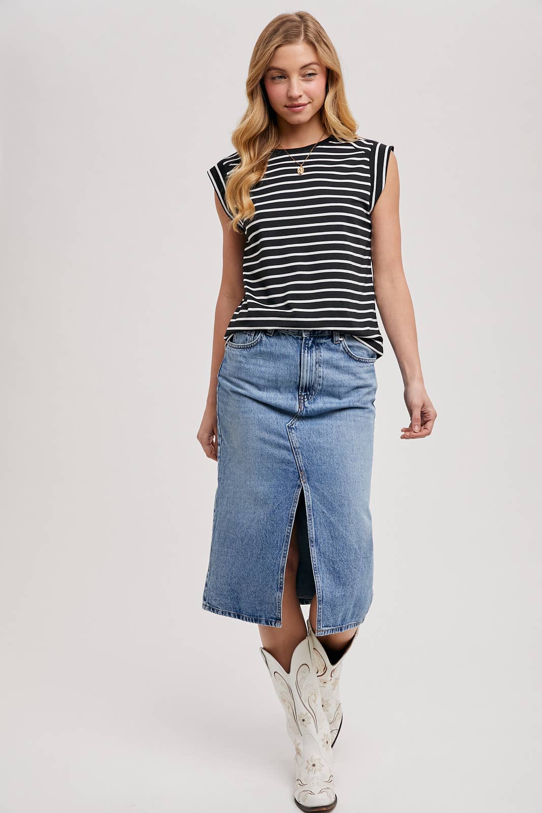 Lisa- Striped Muscle Tee