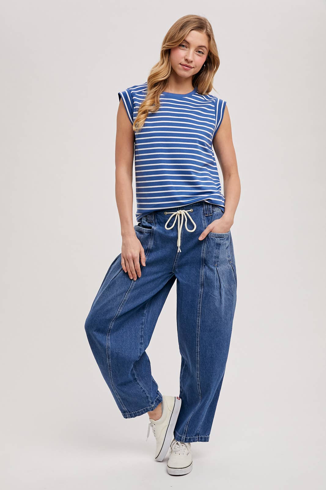 Lisa- Striped Muscle Tee