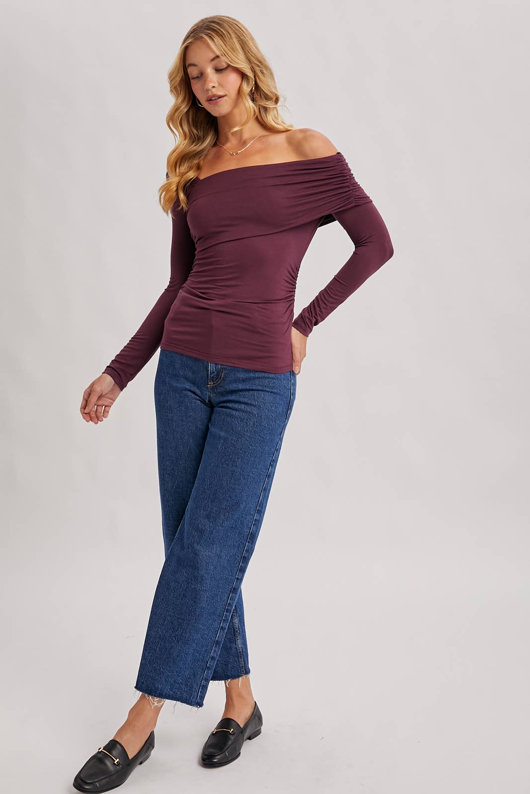 Holly Elegant Asymetric Neckline Knit Top