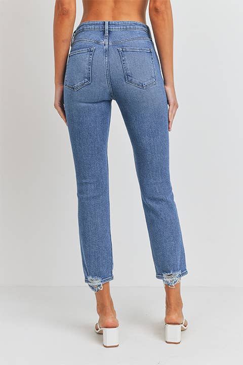 BP417J - MED - Hem Distress Slim Straight