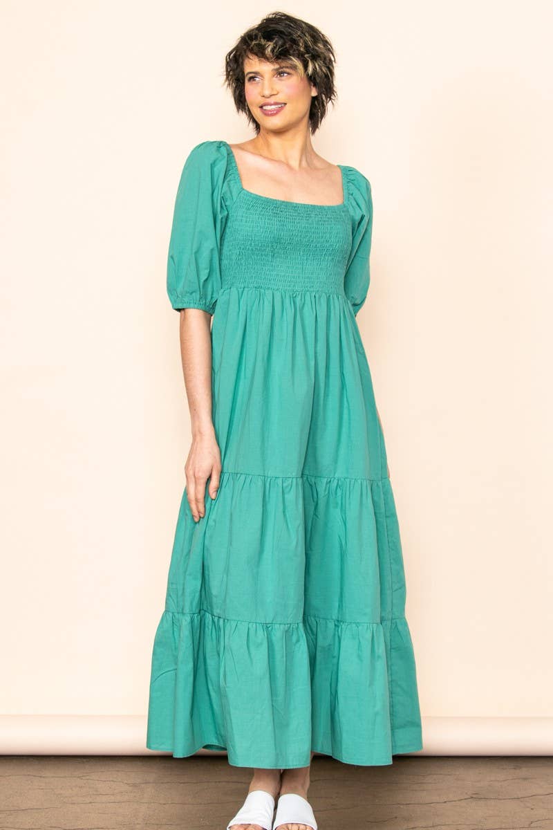 Willa - On & Off Shoulder Smocked Chest Maxi Dress