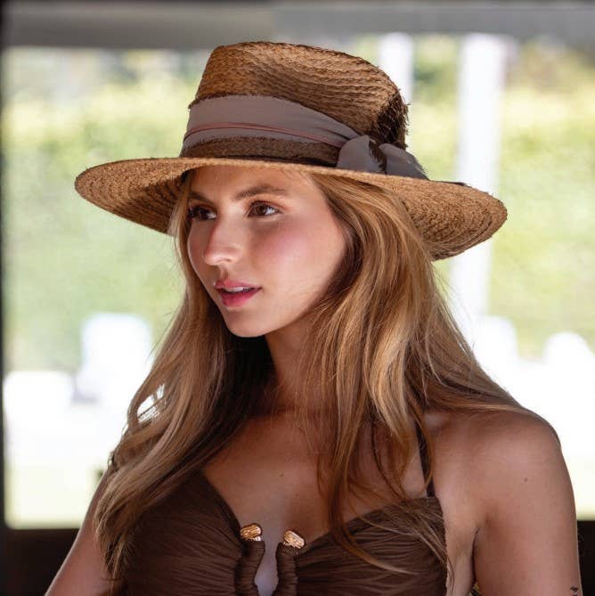 Amalia Raffia Straw Wide Brimmed Resort Hat