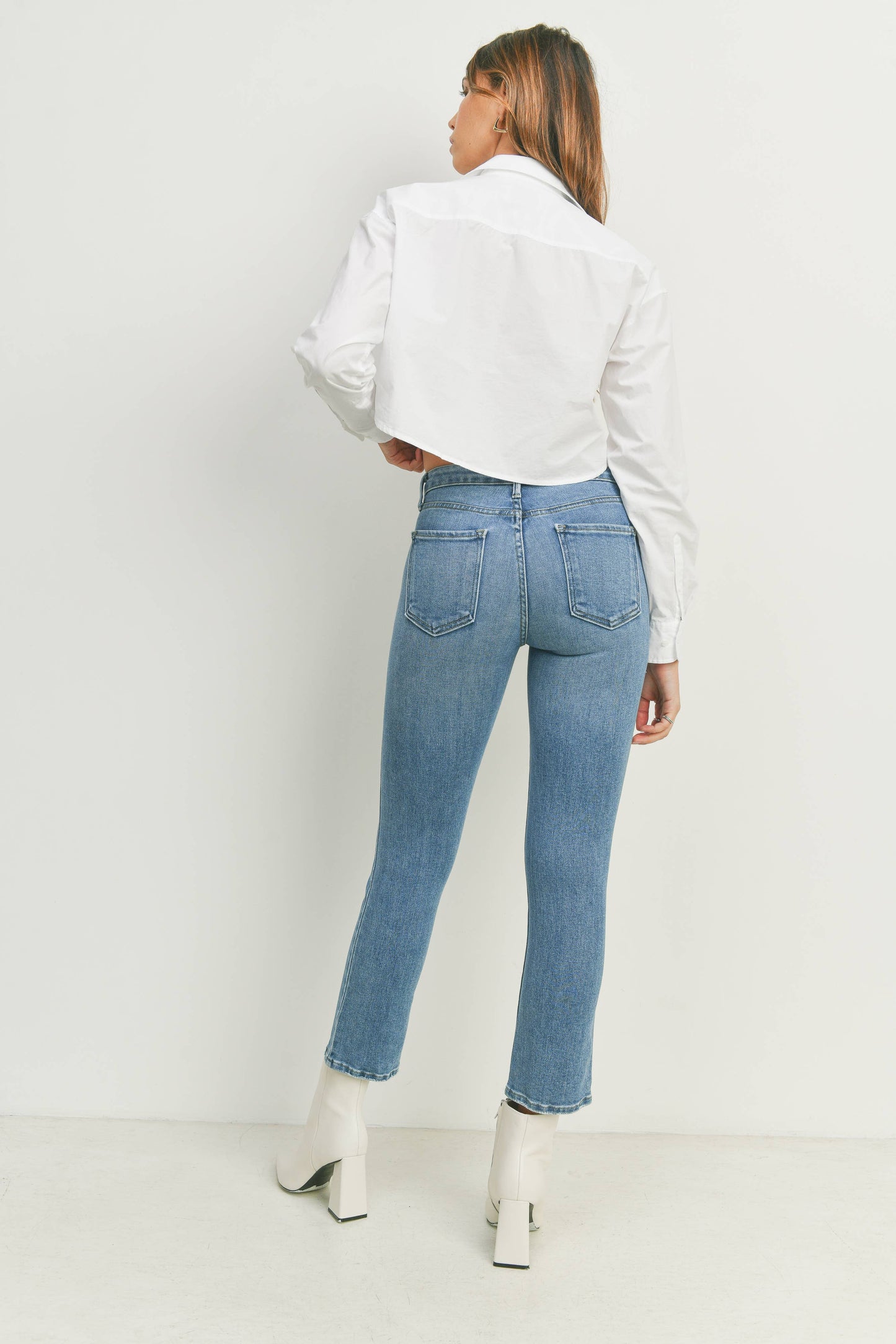 BP417J - MED - Hem Distress Slim Straight