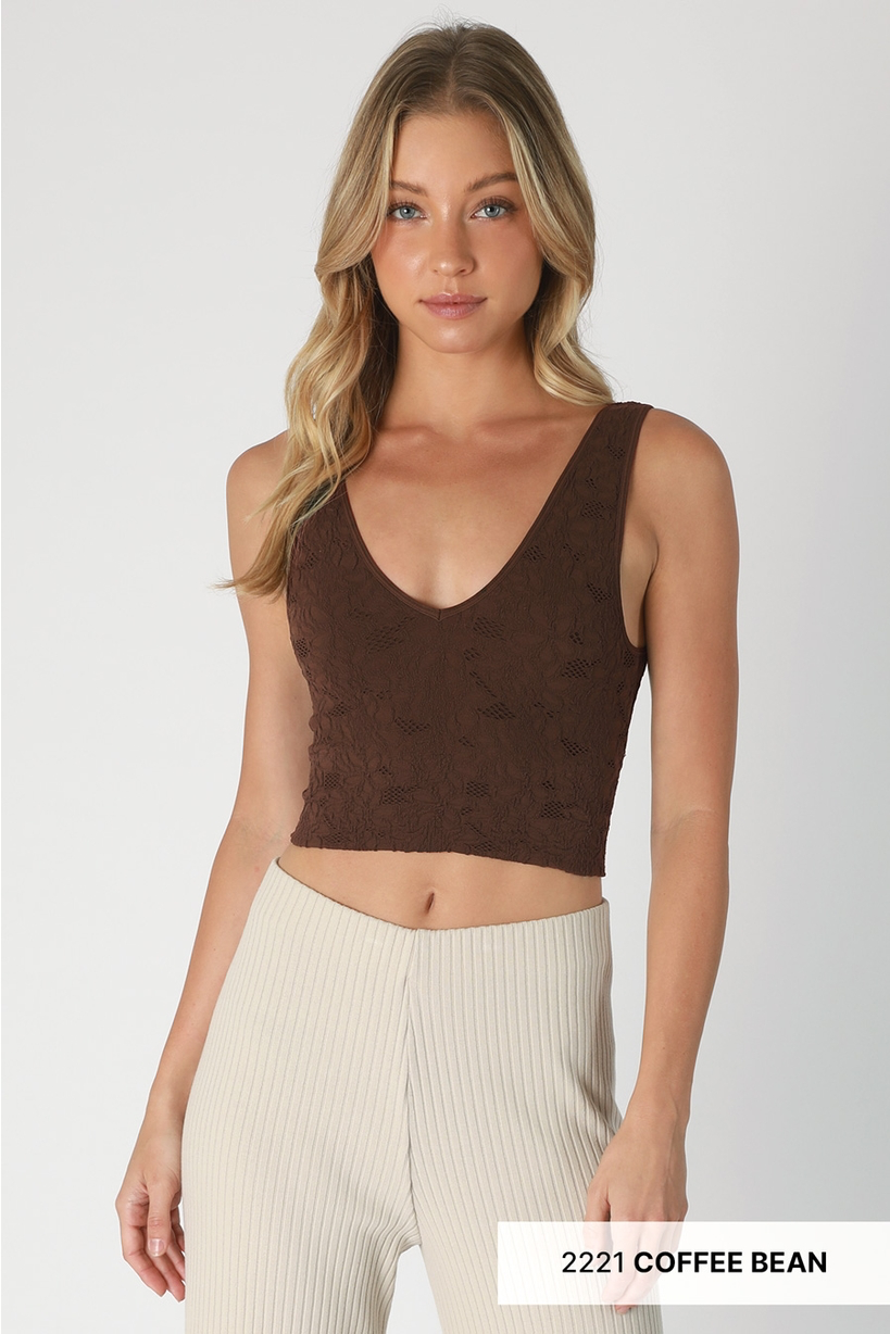 NIKIBIKI Lace V Neck Tank Top