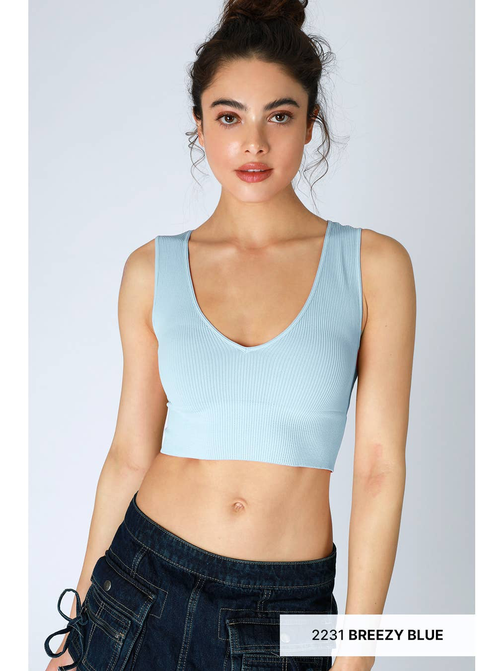 NIKIBIKI Plunge V-neck Ribbed Crop Top