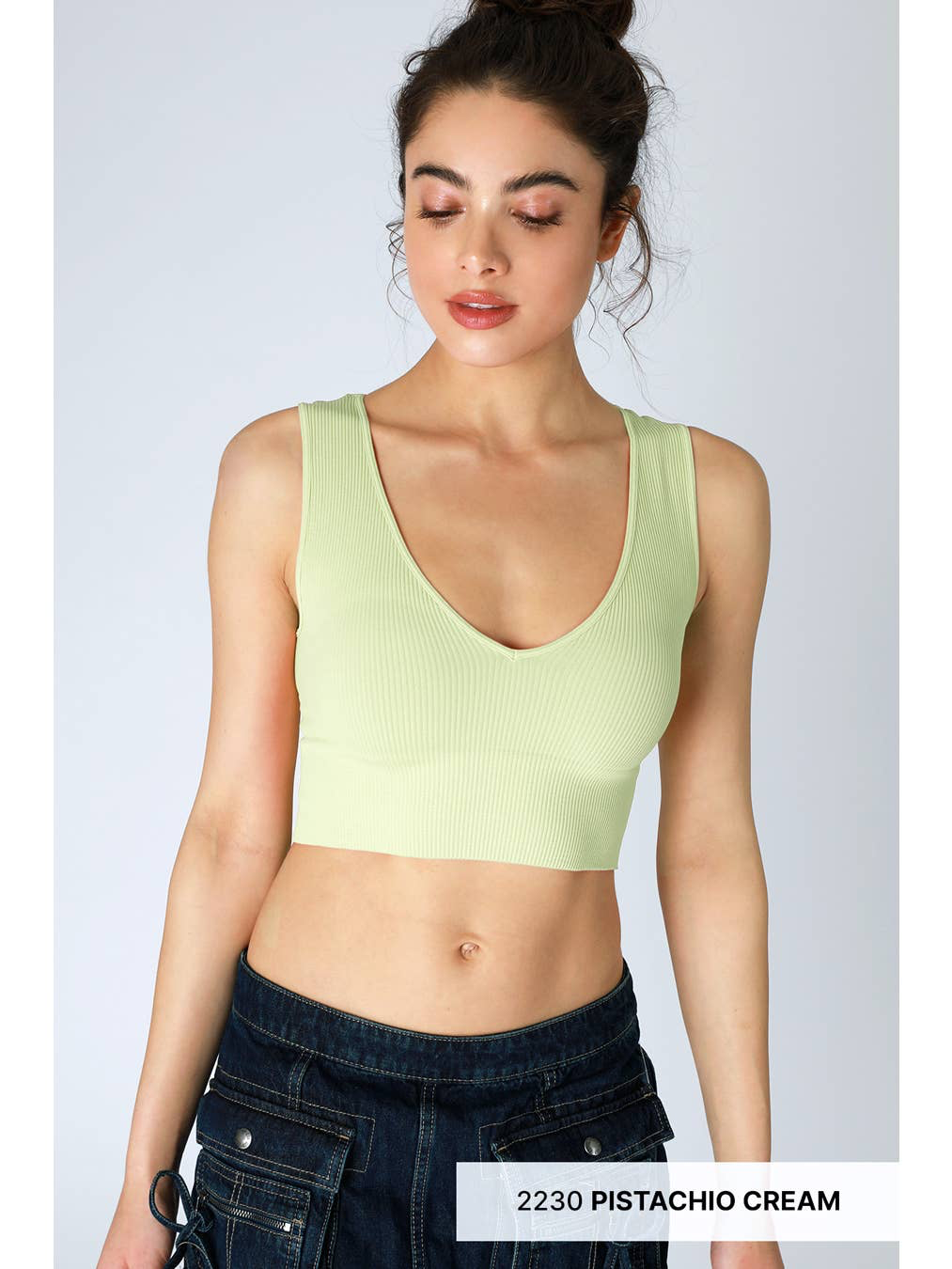 NIKIBIKI Plunge V-neck Ribbed Crop Top