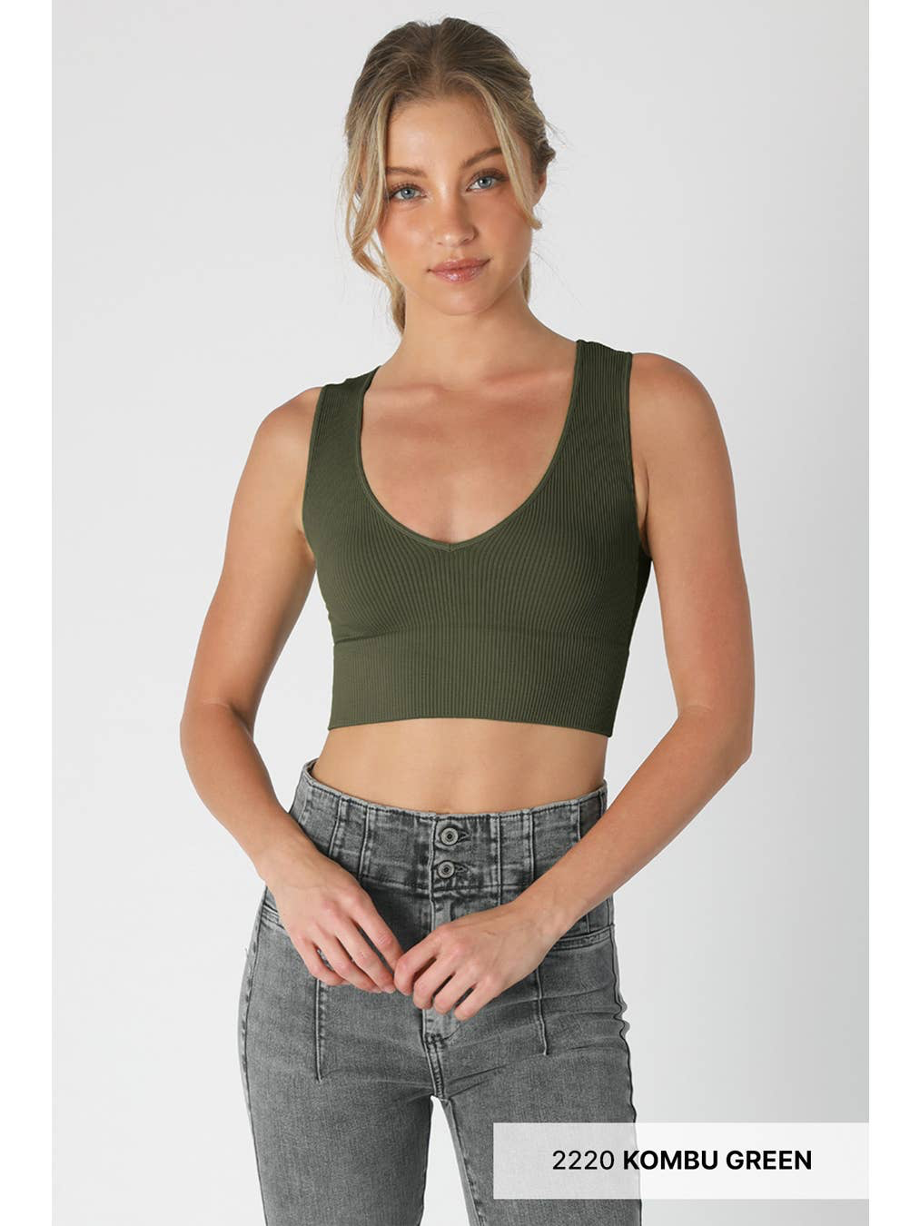 NIKIBIKI Plunge V-neck Ribbed Crop Top