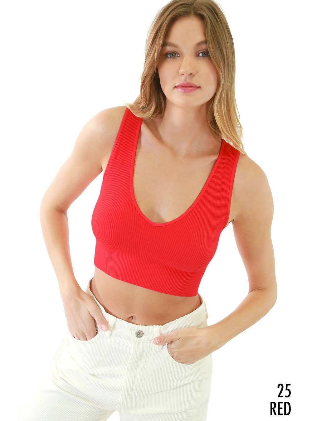 NIKIBIKI Plunge V-neck Ribbed Crop Top