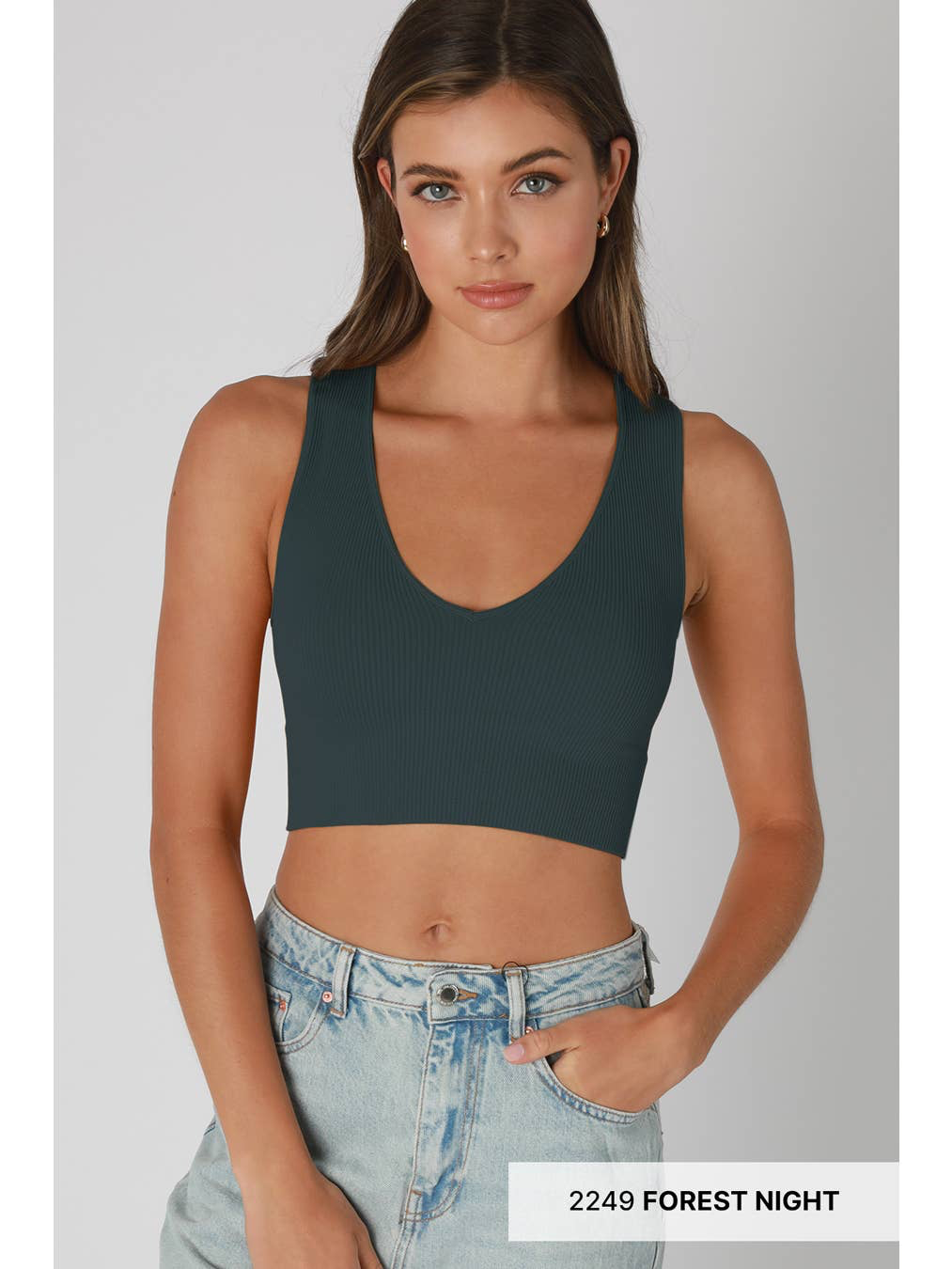 NIKIBIKI Plunge V-neck Ribbed Crop Top