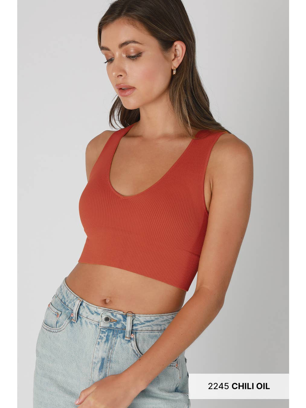 NIKIBIKI Plunge V-neck Ribbed Crop Top
