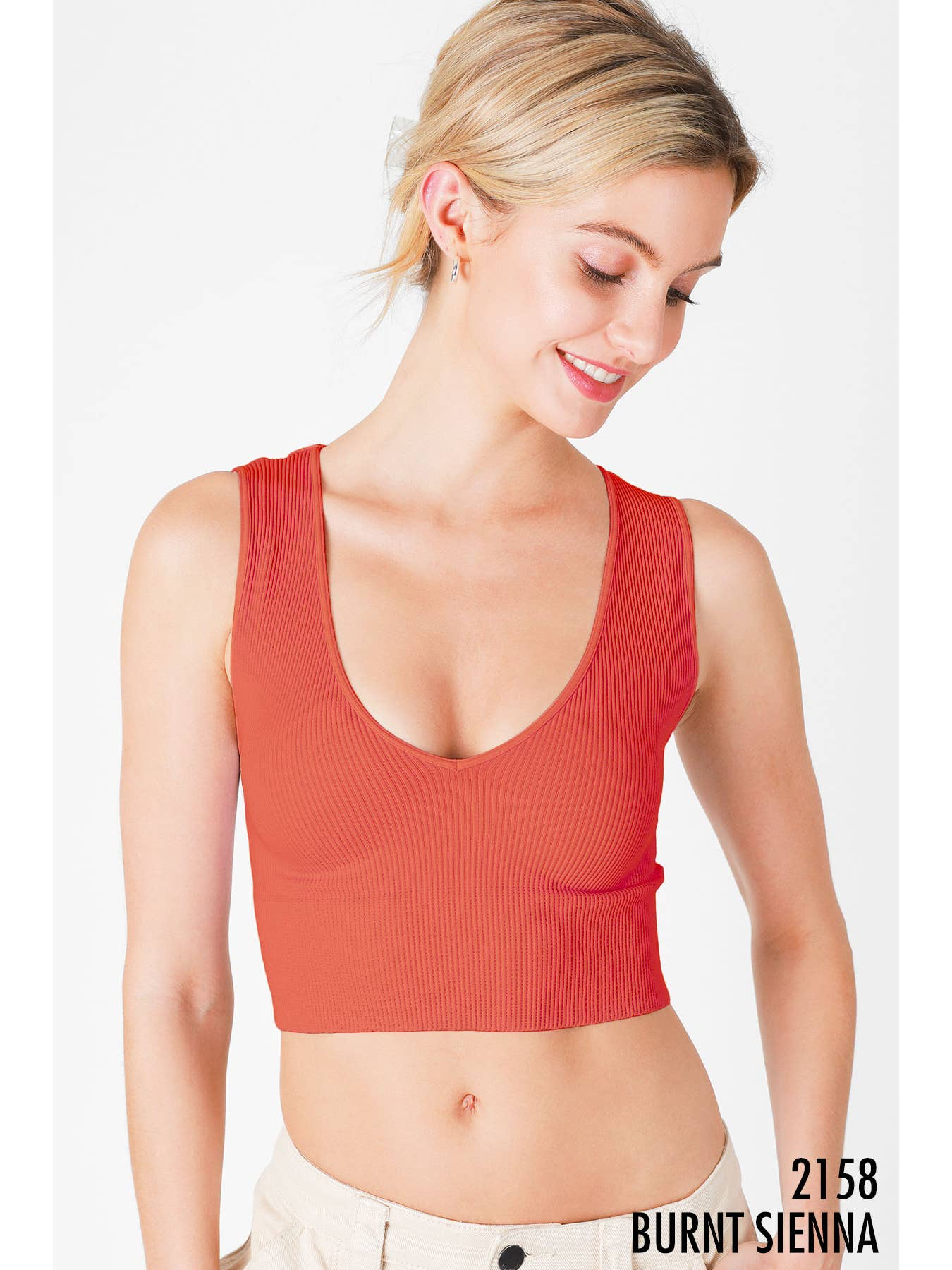 NIKIBIKI Plunge V-neck Ribbed Crop Top