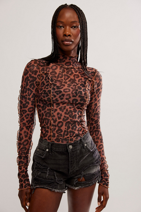 Free People Charlie Printed Mesh Top