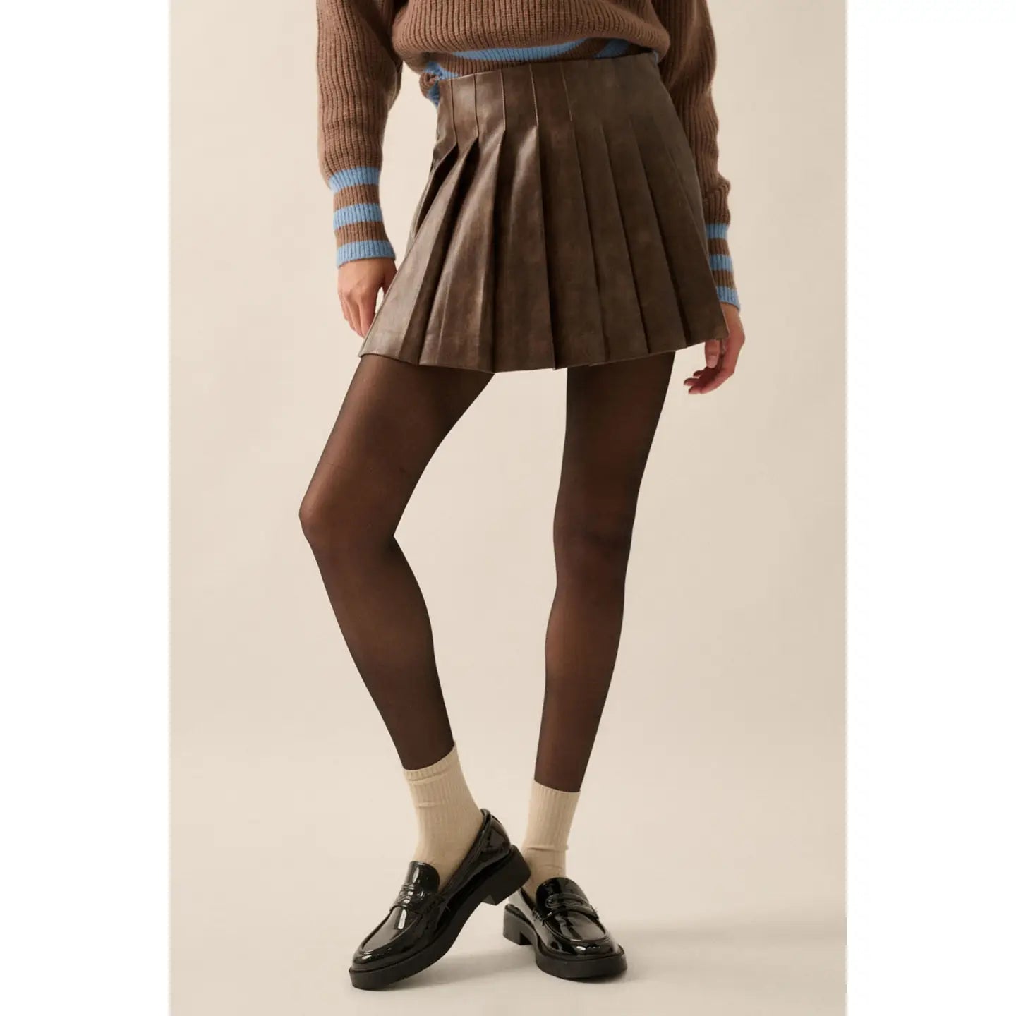 Frankie - Faux Leather Pleated Mini Skirt