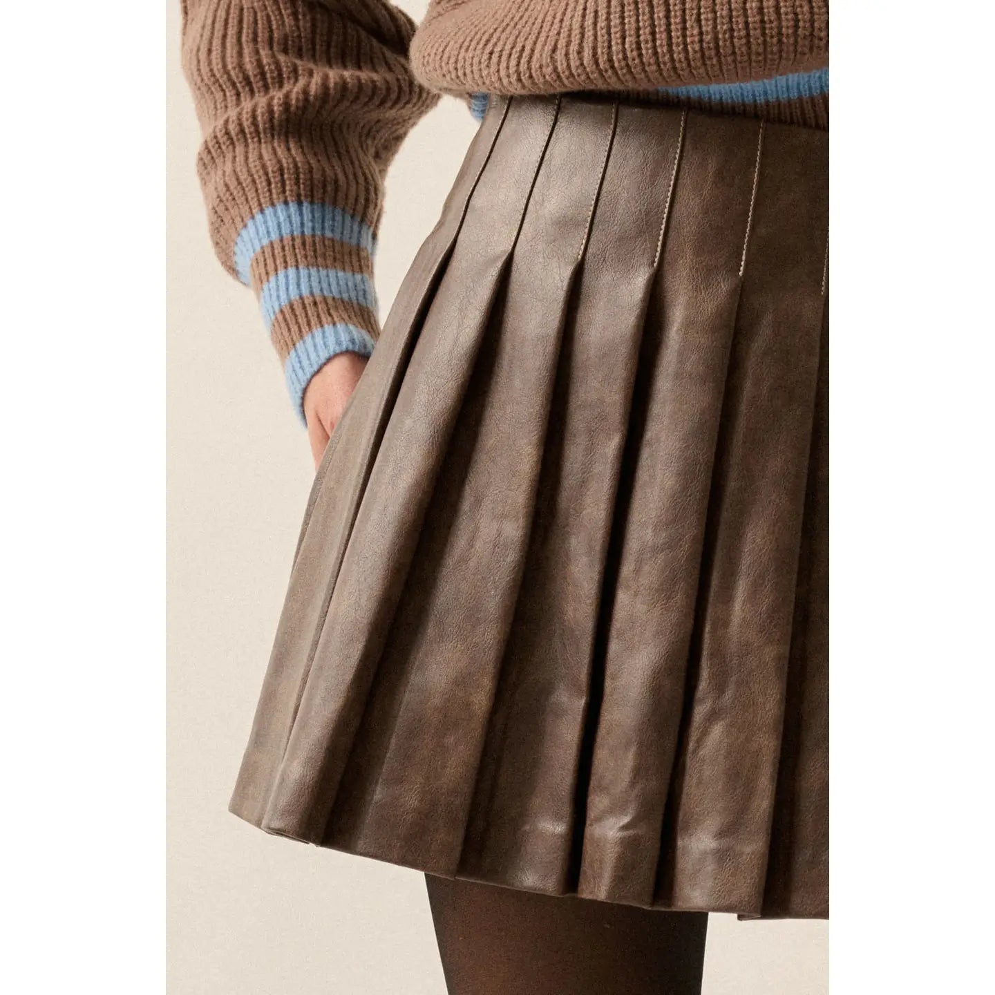 Frankie - Faux Leather Pleated Mini Skirt