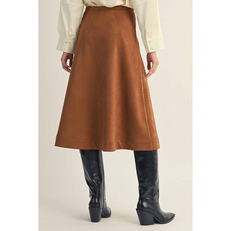 Gillian A-line Suede Skirt