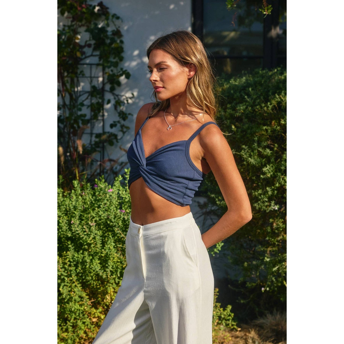 Harper Micro Rib Twist And Shout Crop Top