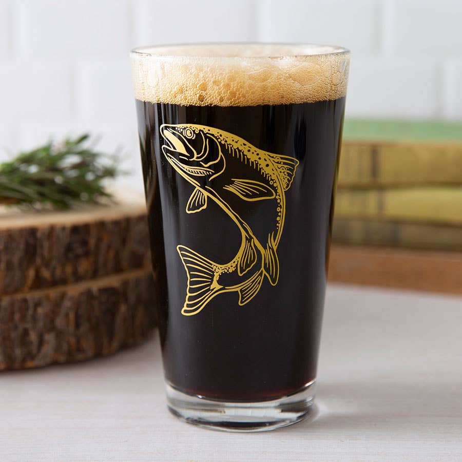 Trout Pint Glass - Gold Print