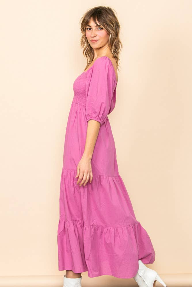 Willa - On & Off Shoulder Smocked Chest Maxi Dress