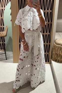 Camila Crochet Floral Lace Button-down shirts