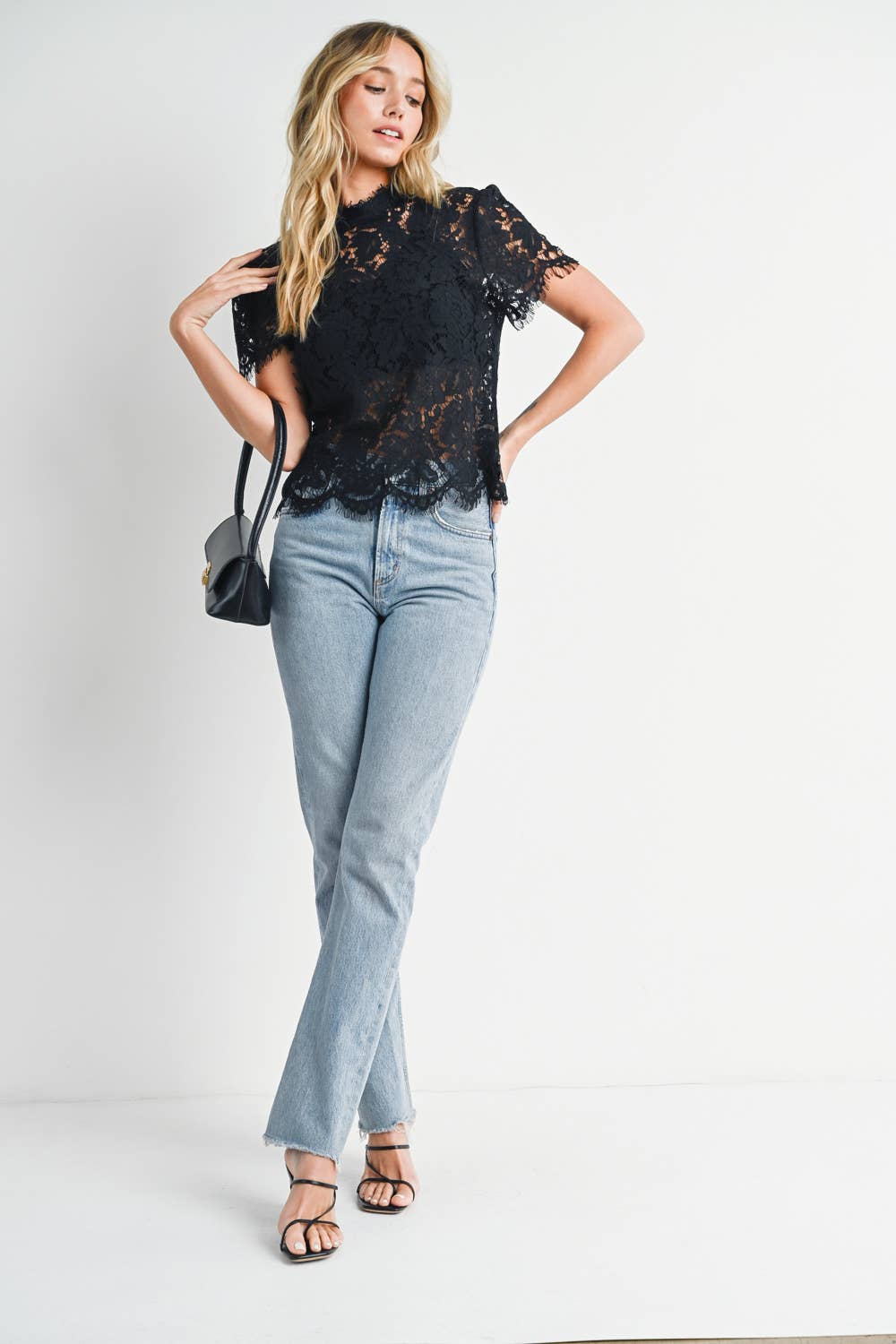 Ellen - Lace Mock Neck Top