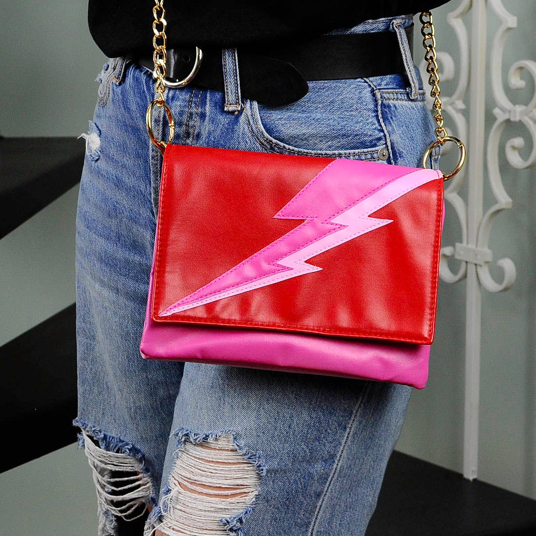 Lightning Bolt Romy Convertible Clutch in Paparazzi