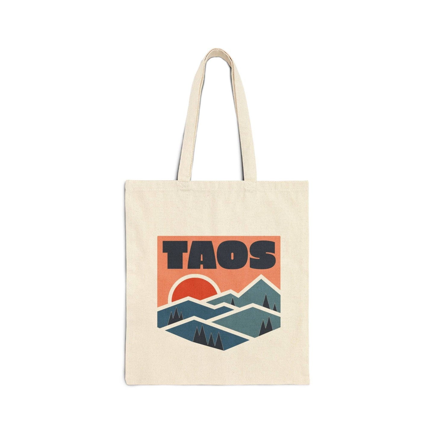 Taos, New Mexico Cotton Canvas Tote Bag - 15" x 16"