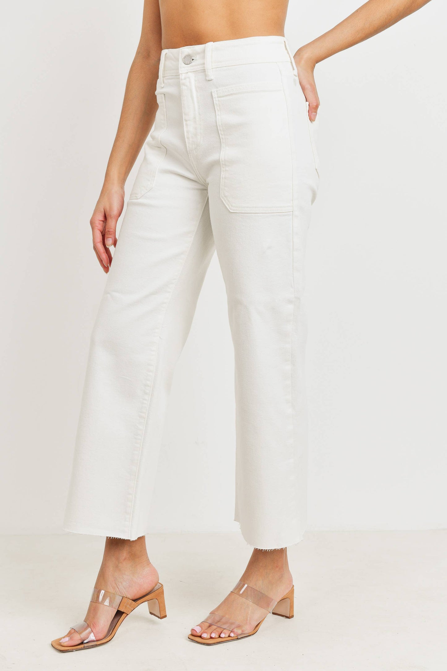 Just Black Denim - High Rise Utility Wide Leg Off White BP353J