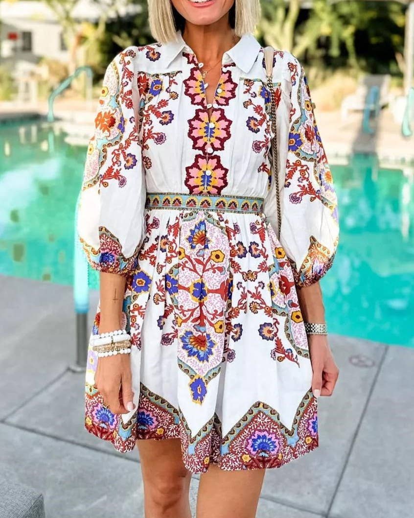Penelope Print Pocket Dress Rosa