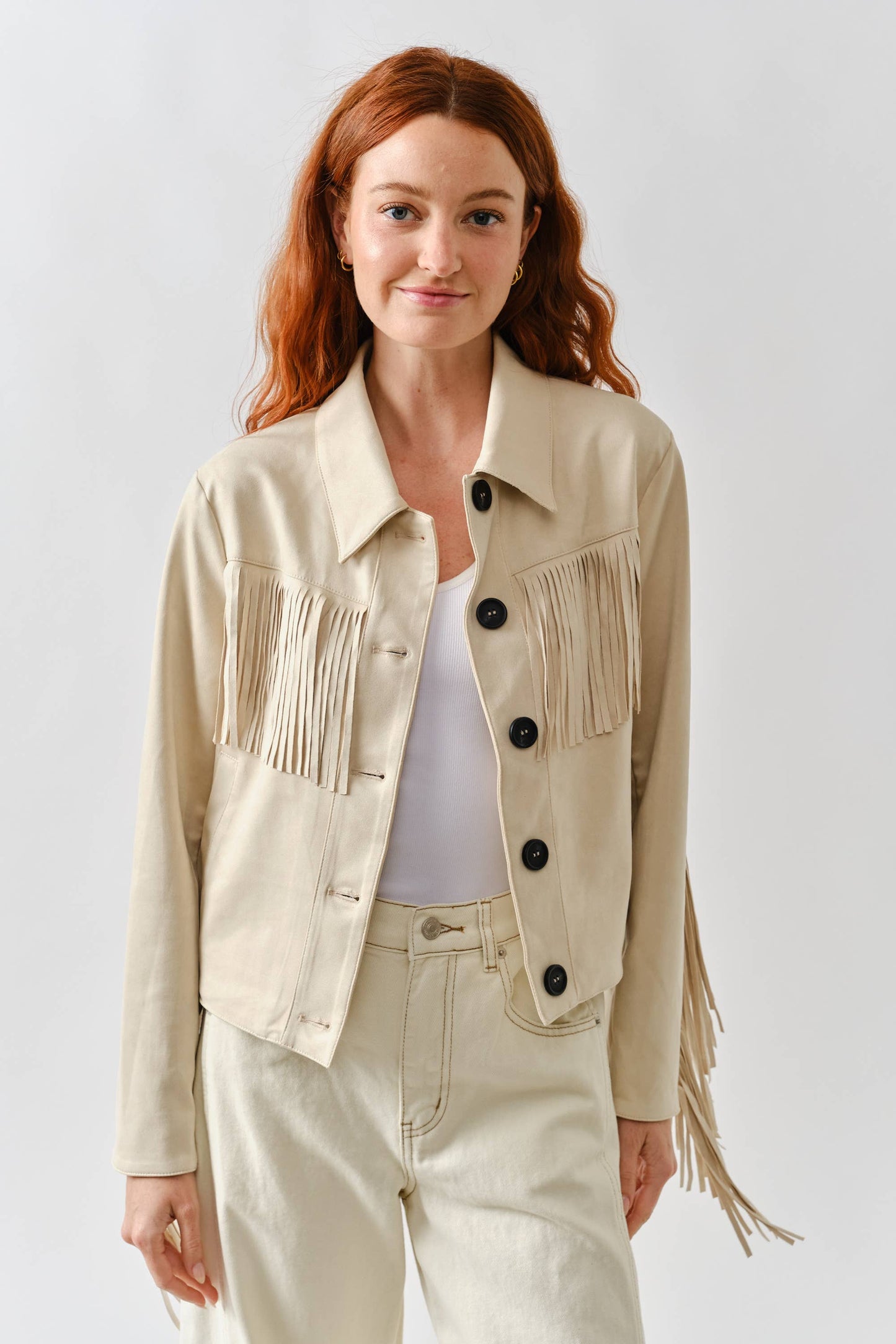 Dolly Faux Suede Fringe Jacket