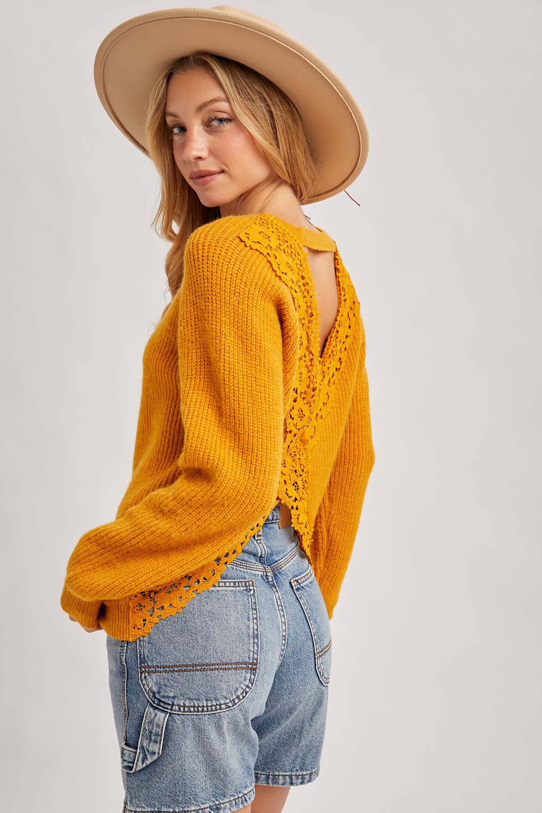 Gabby Crochet Lace Cross Back Pullover
