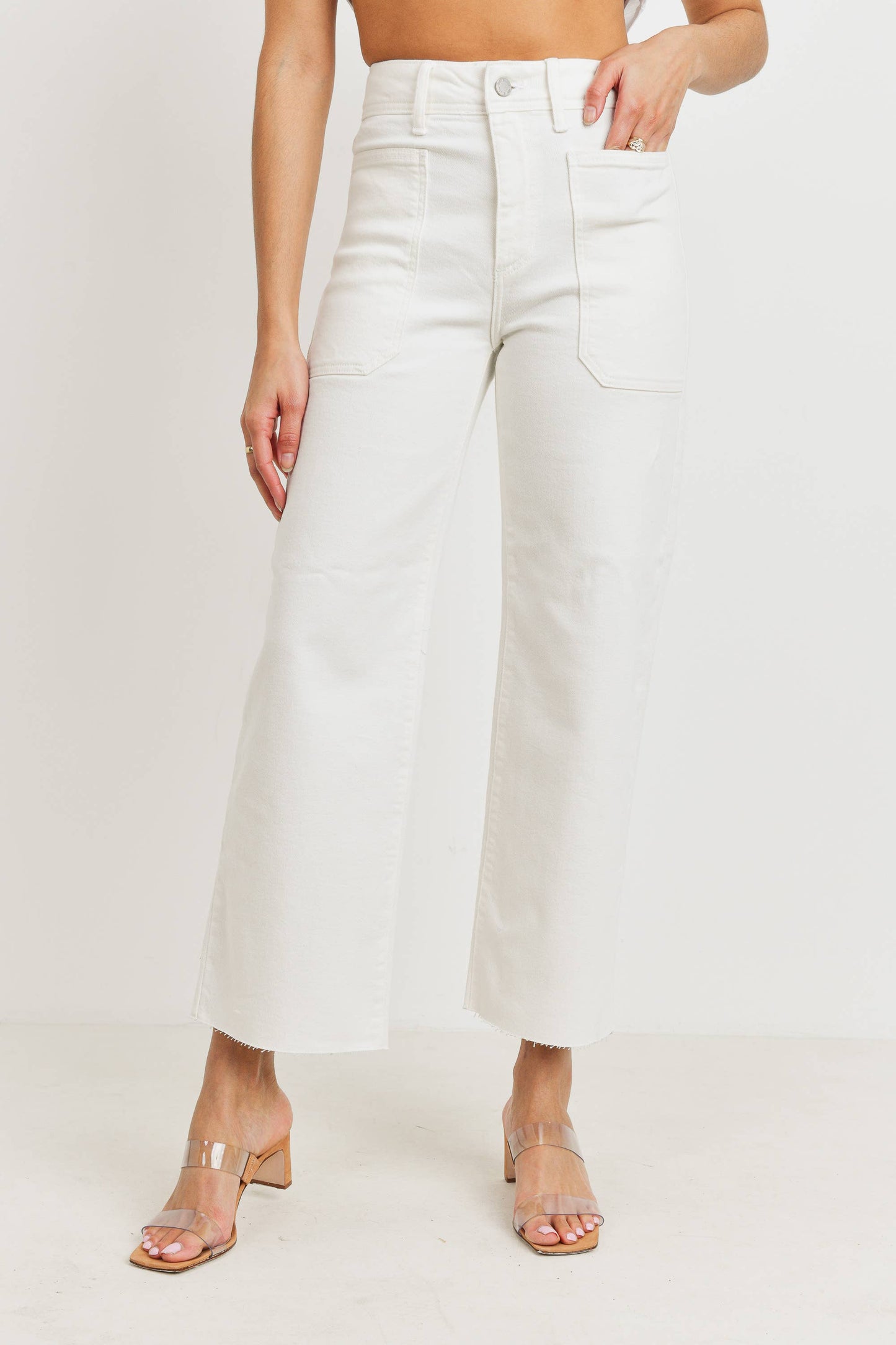 Just Black Denim - High Rise Utility Wide Leg Off White BP353J