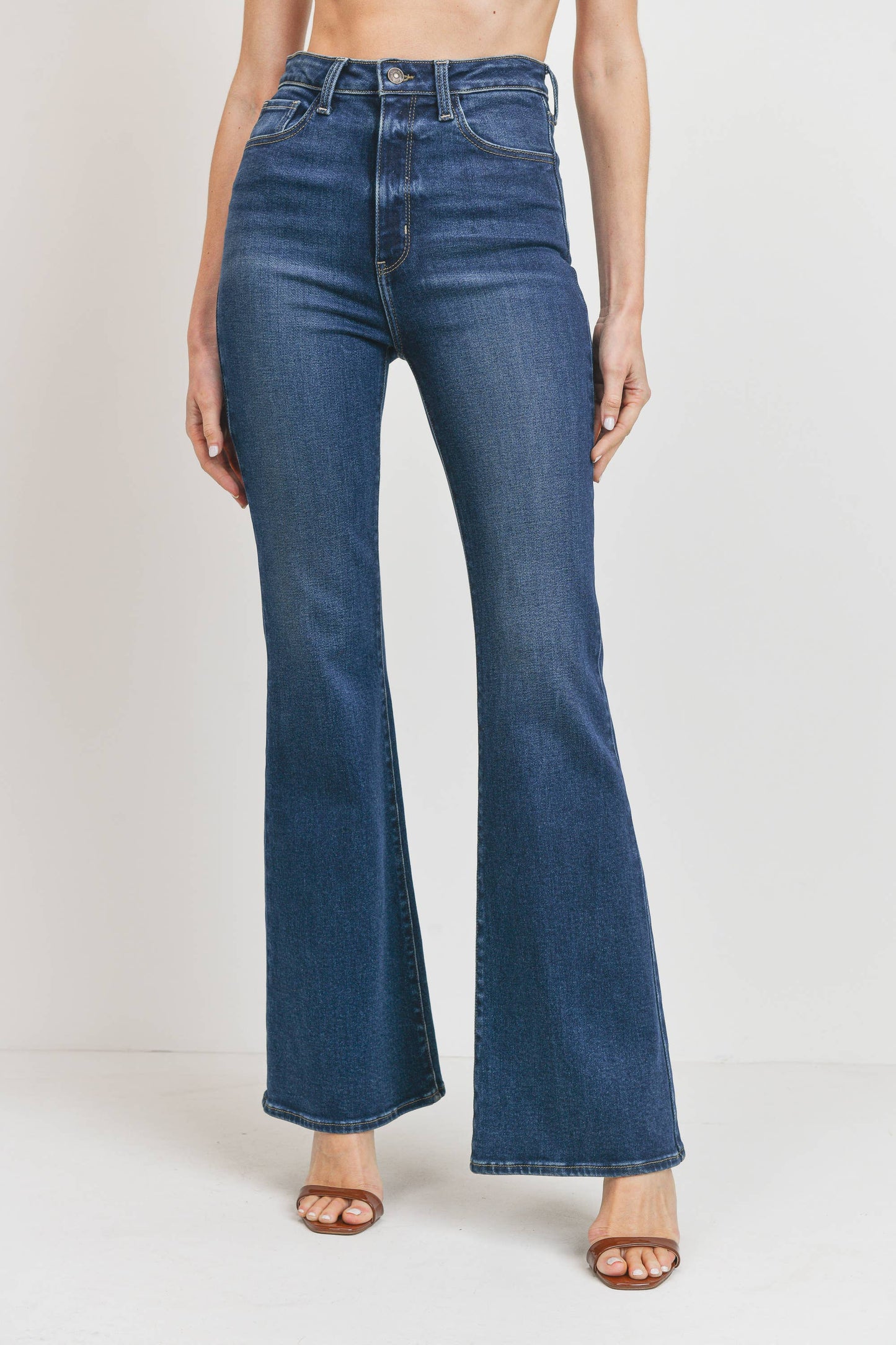 Just Black Denim High Rise Clean Bell Bottom Dark Denim (BP398J)