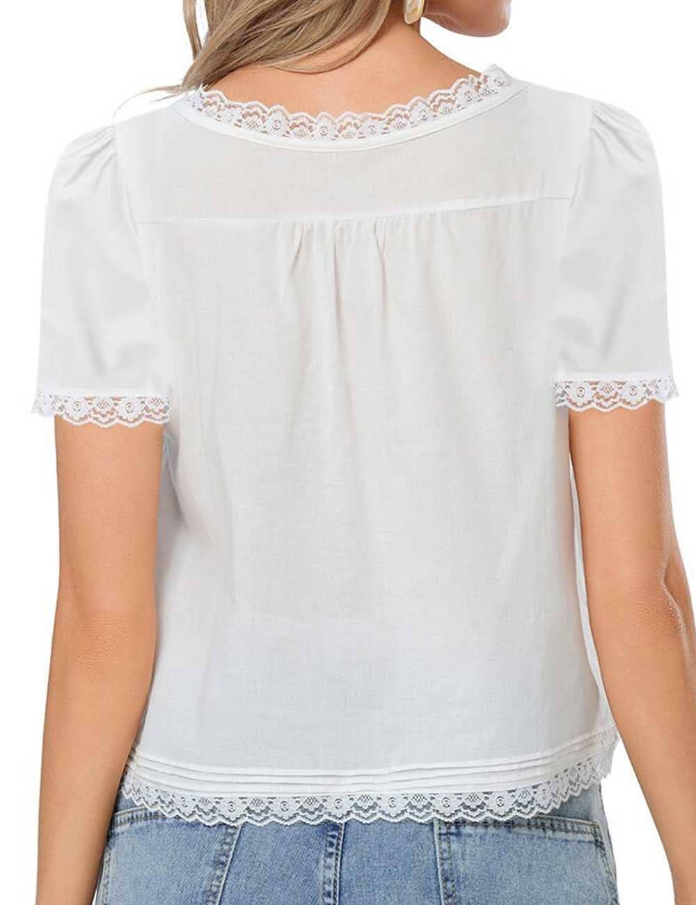 Britney Square Neck Lace Front Tie Top