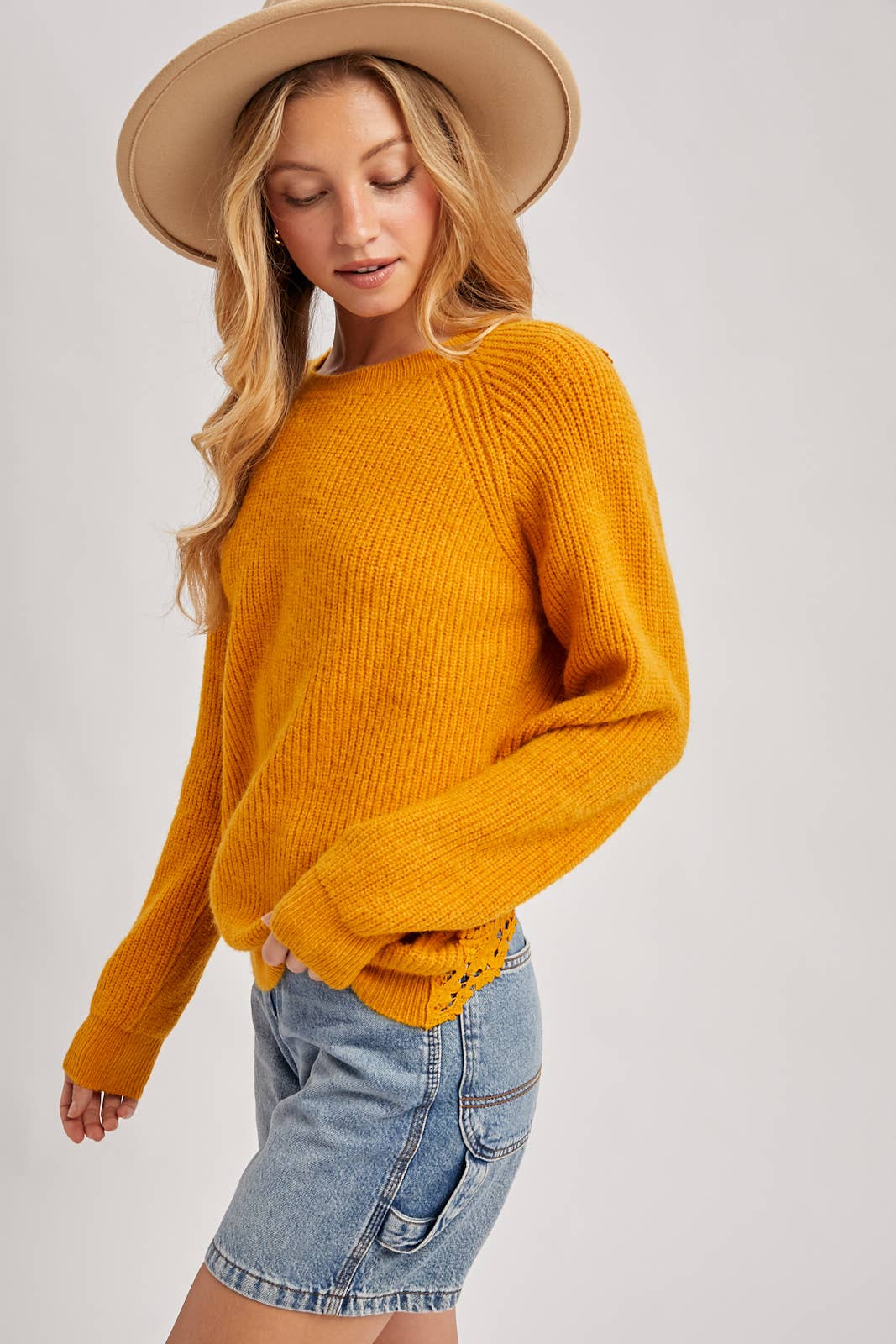 Gabby Crochet Lace Cross Back Pullover