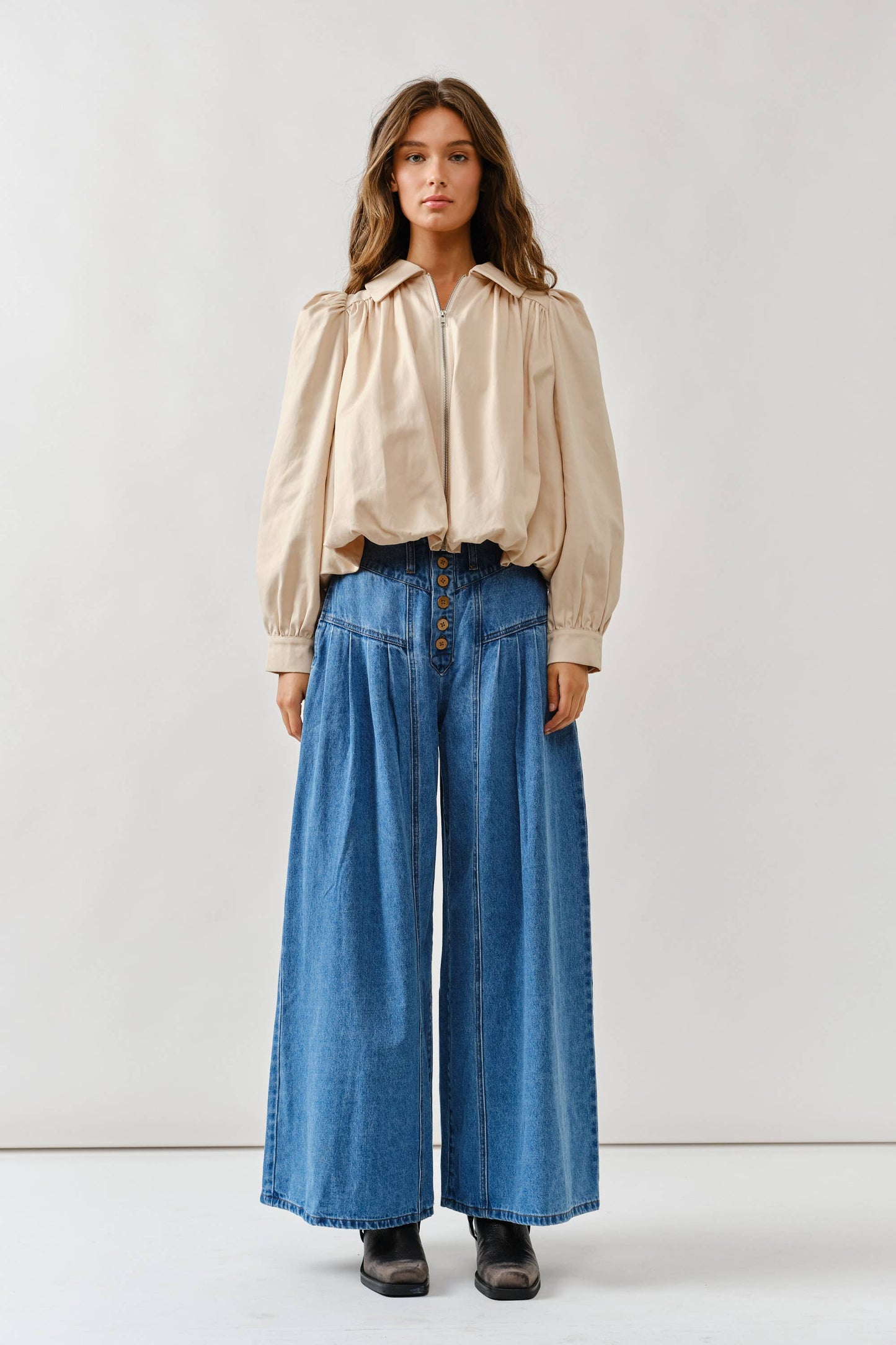 Anna Button Down Flare Jeans