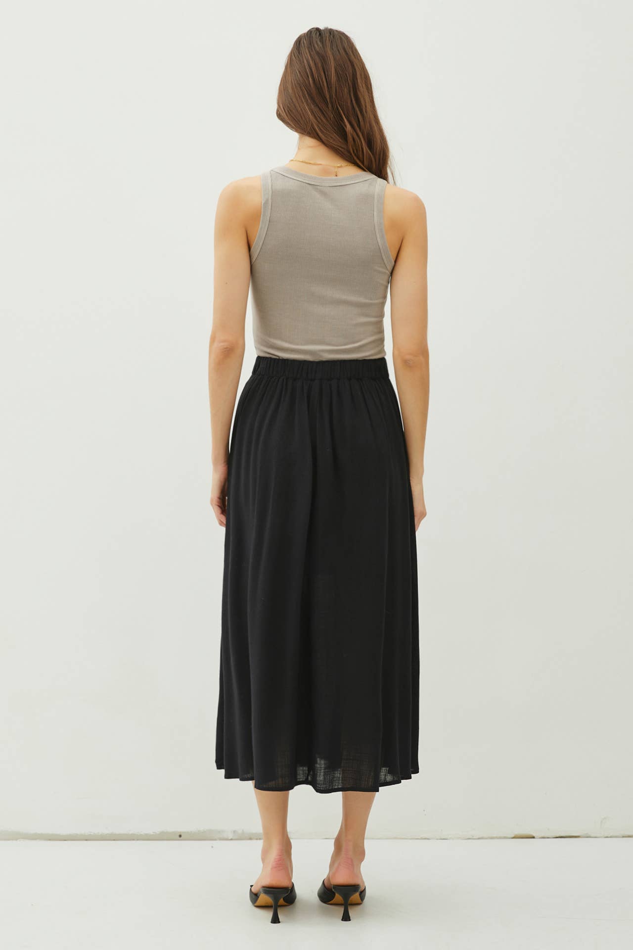 Cameron - Crinkle Pull-on Midi Skirt