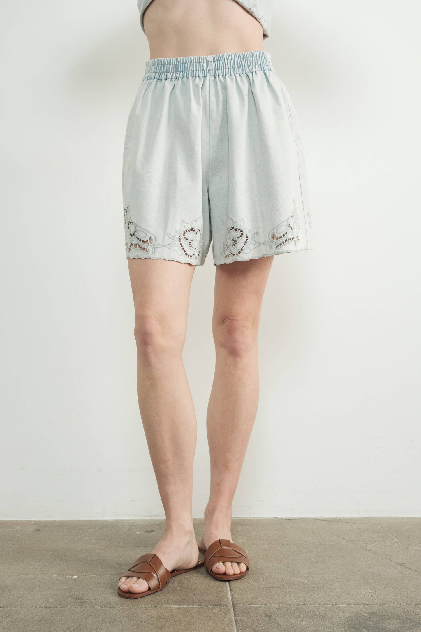Aspen Denim Embroidered Shorts