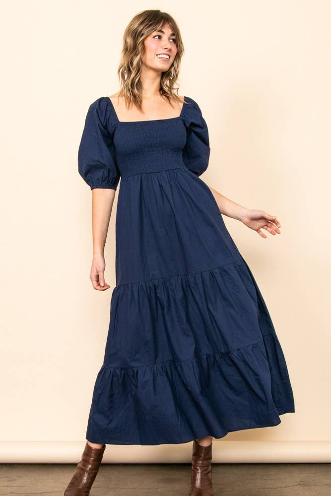 Willa - On & Off Shoulder Smocked Chest Maxi Dress