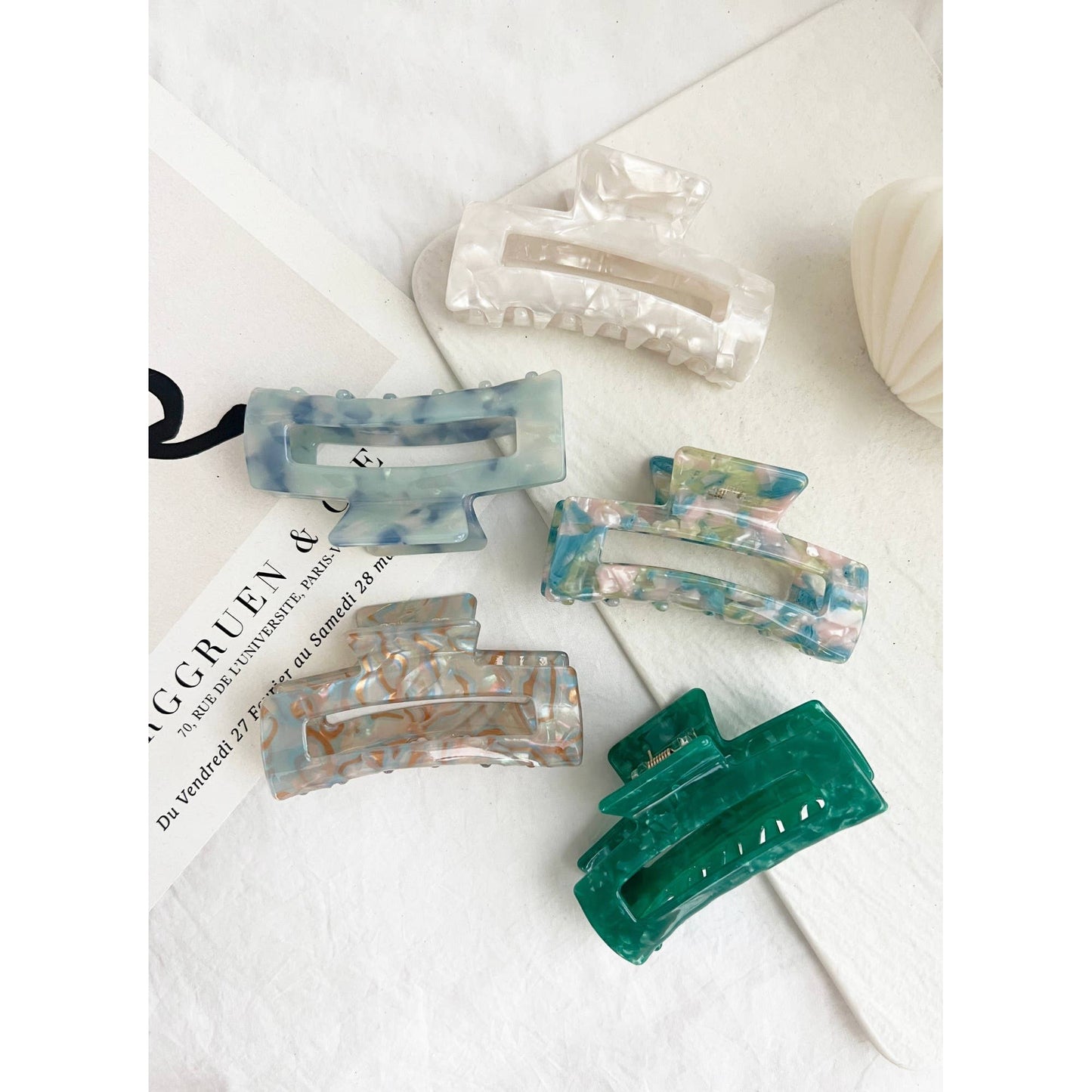 Multi Marble Hair Clips