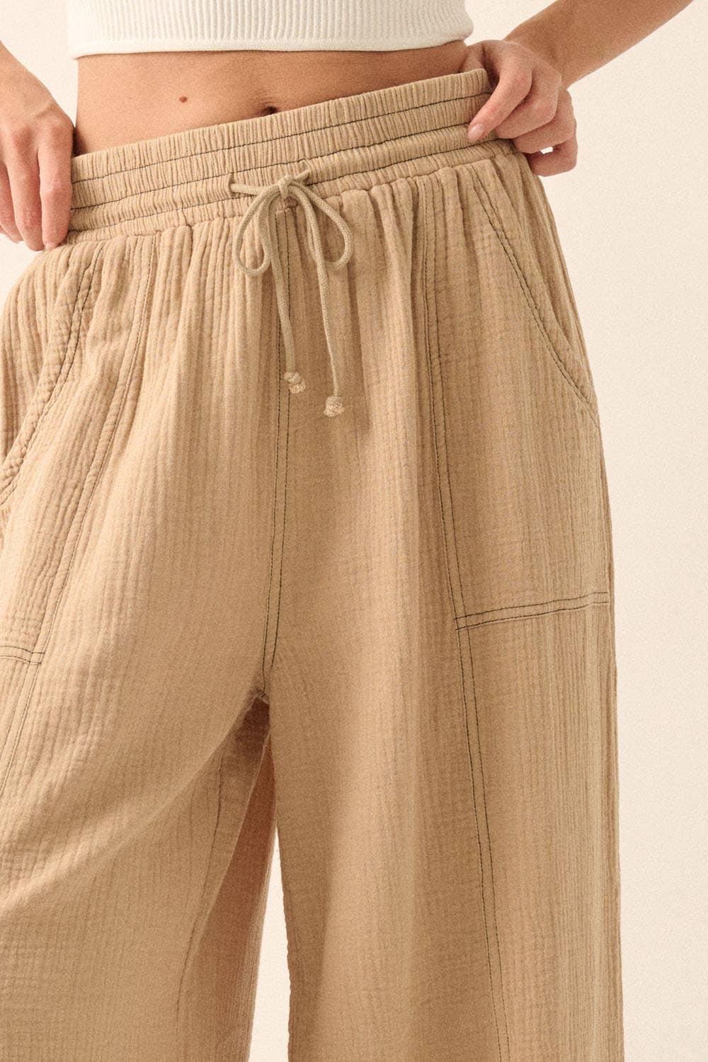 Mandi - Mineral Washed Crinkle Cotton Parachute Pants