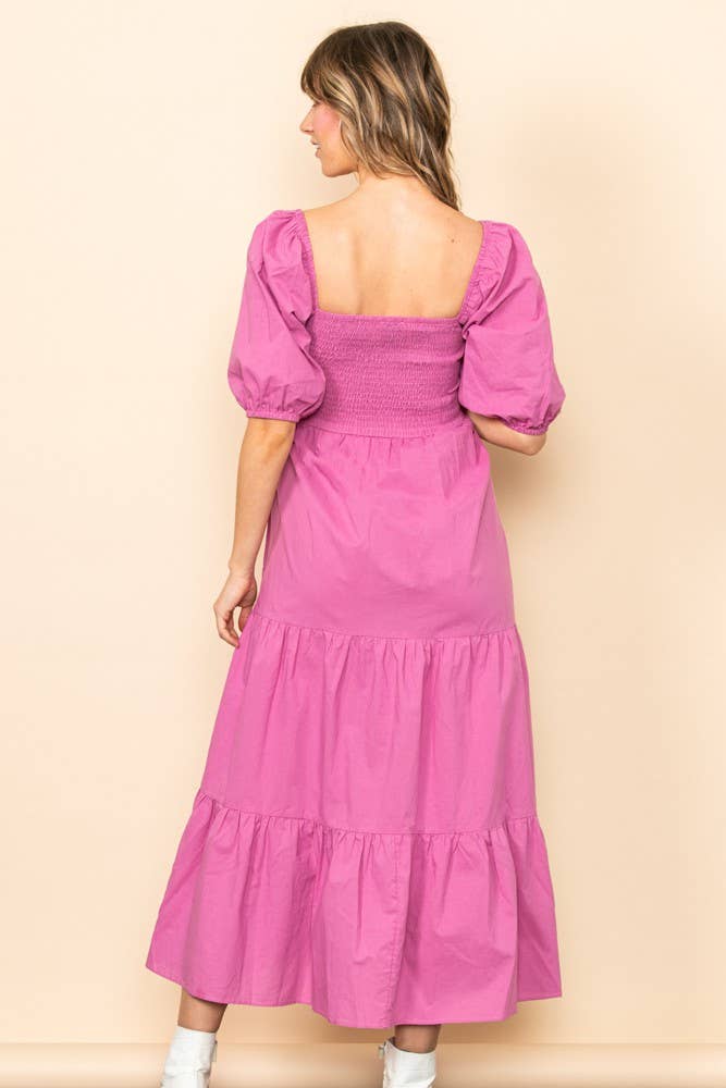 Willa - On & Off Shoulder Smocked Chest Maxi Dress
