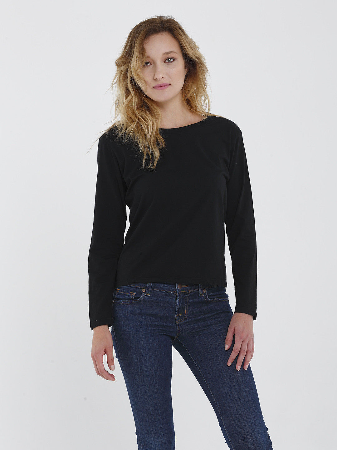 Boxie Tees Long Sleeve Boxy Crew Neck Tee