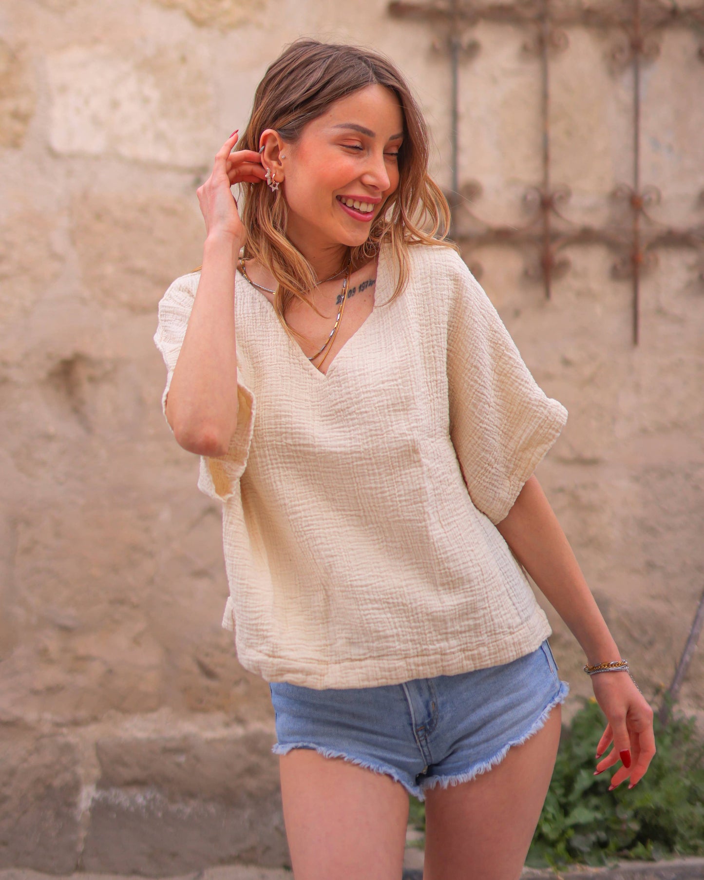 Mia Double Gauze Cotton Top
