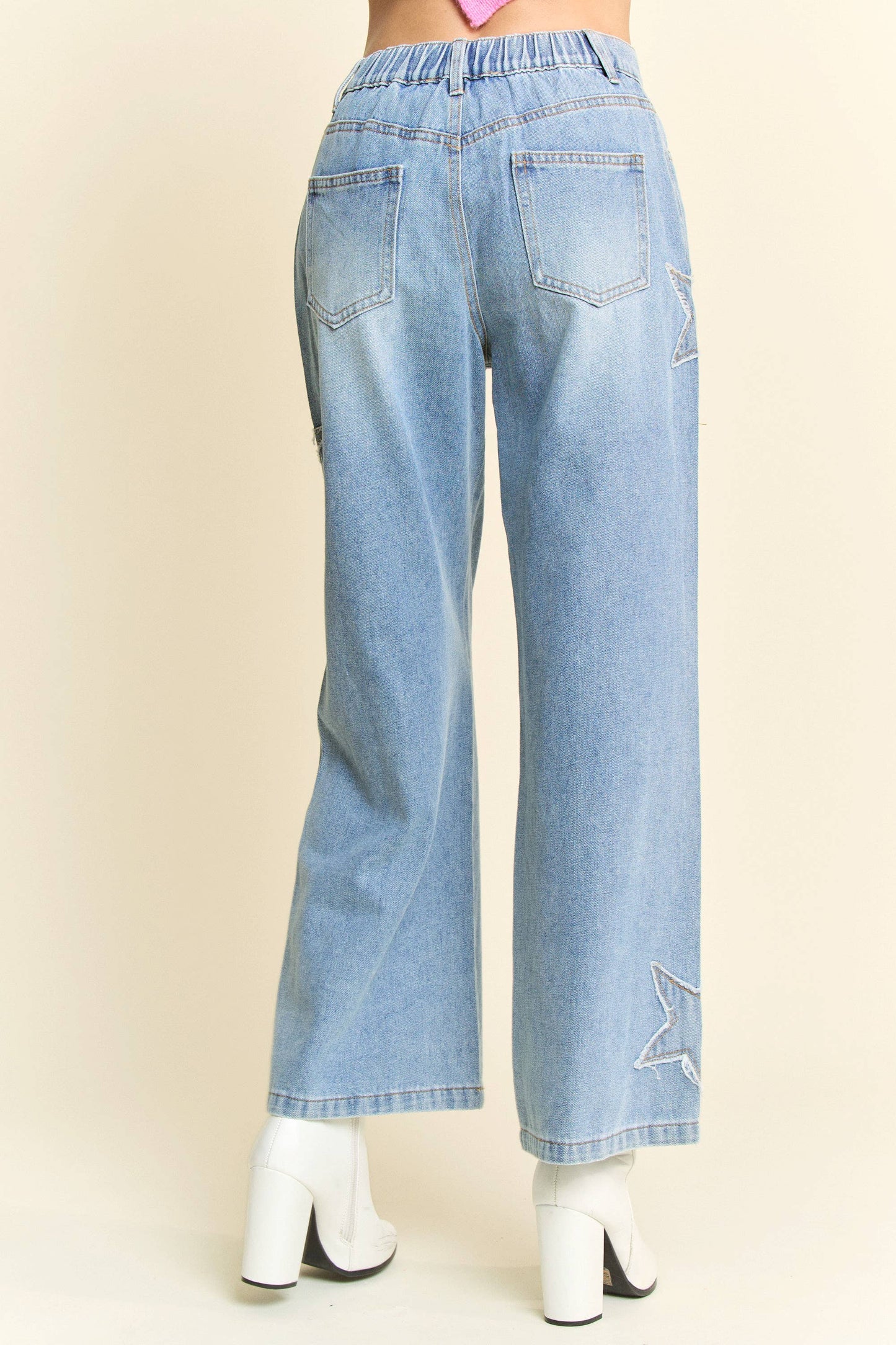 Star Patchwork Denim Pants